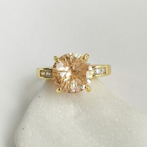 18k Gold Vermeil Imperial Topaz CZ Ring Size 8